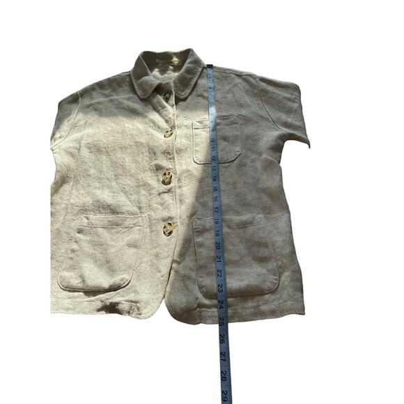 Filosofia Natural Khaki Alexis Woven Lagenlook Heavy Chore Linen Jacket Size XS - Picture 11 of 11